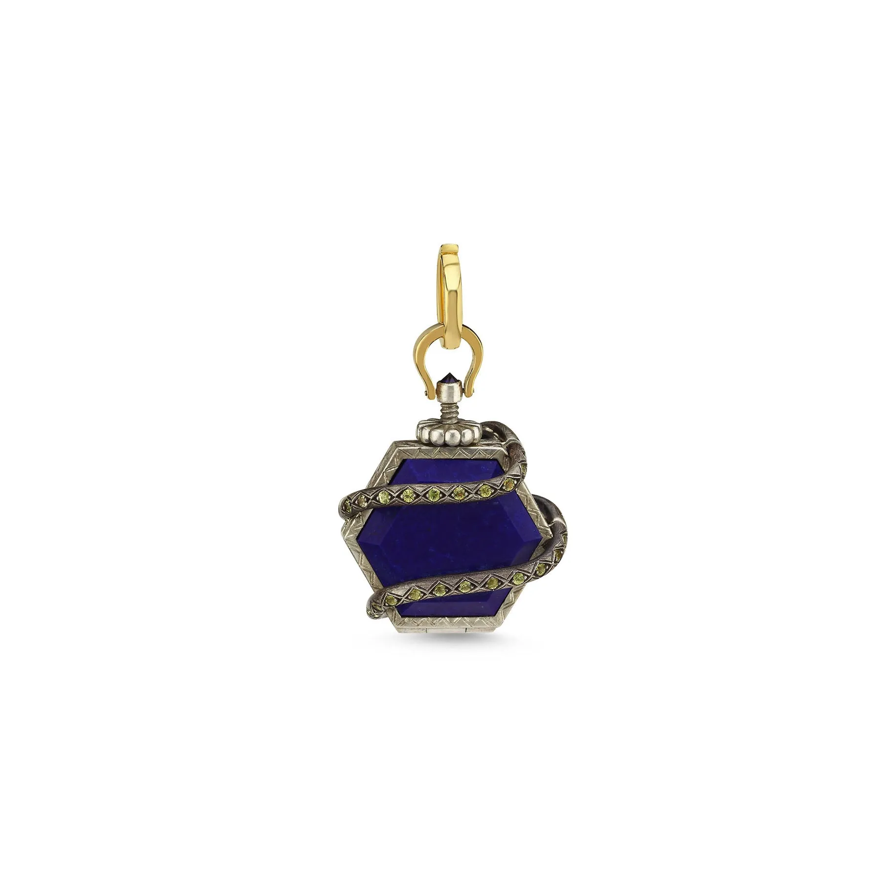 MINI SEGRETA LAPIS AND SAPPHIRE SERPENT LOCKET