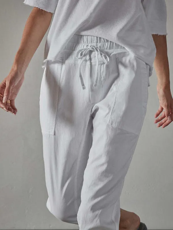 Mixed Media Pant in White