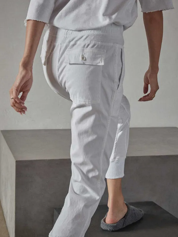 Mixed Media Pant in White