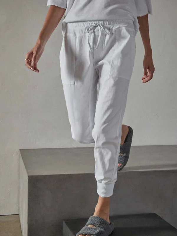 Mixed Media Pant in White