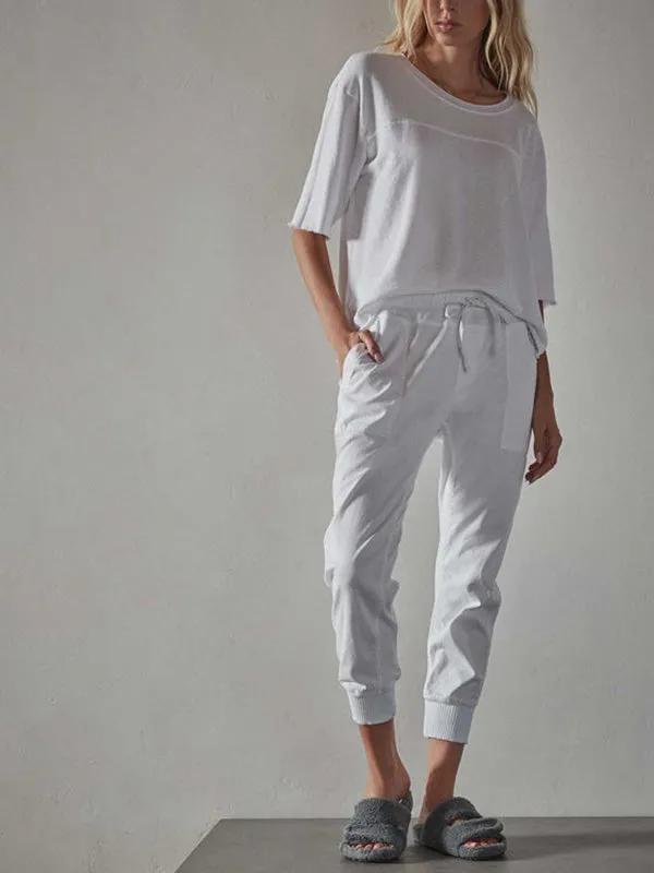 Mixed Media Pant in White