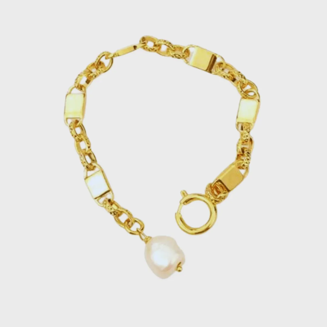 Modern Baroque Pearl Chain Bracelet