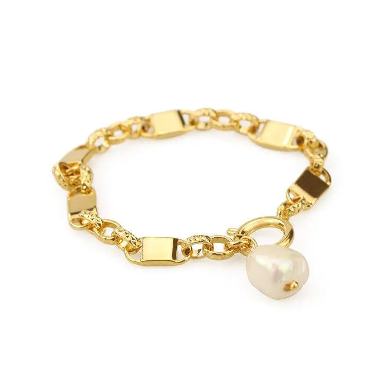 Modern Baroque Pearl Chain Bracelet