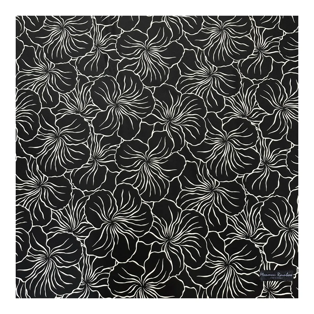 Modern Hibiscus Print Gift Wrapping Fabric / Furoshiki  | Brack - 1223FB-BL1