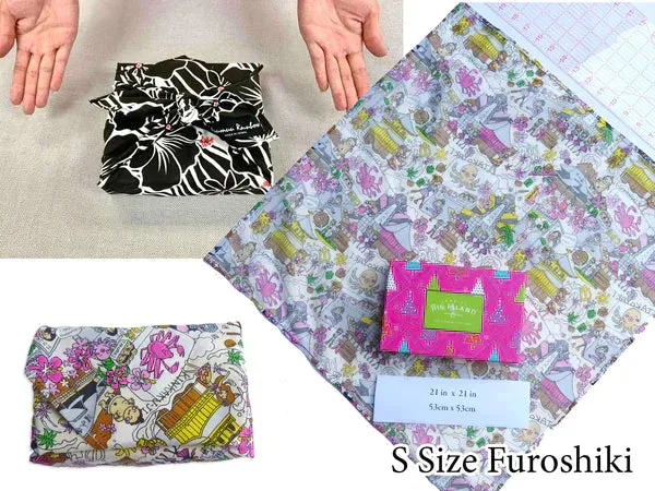 Modern Hibiscus Print Gift Wrapping Fabric / Furoshiki  | Brack - 1223FB-BL1