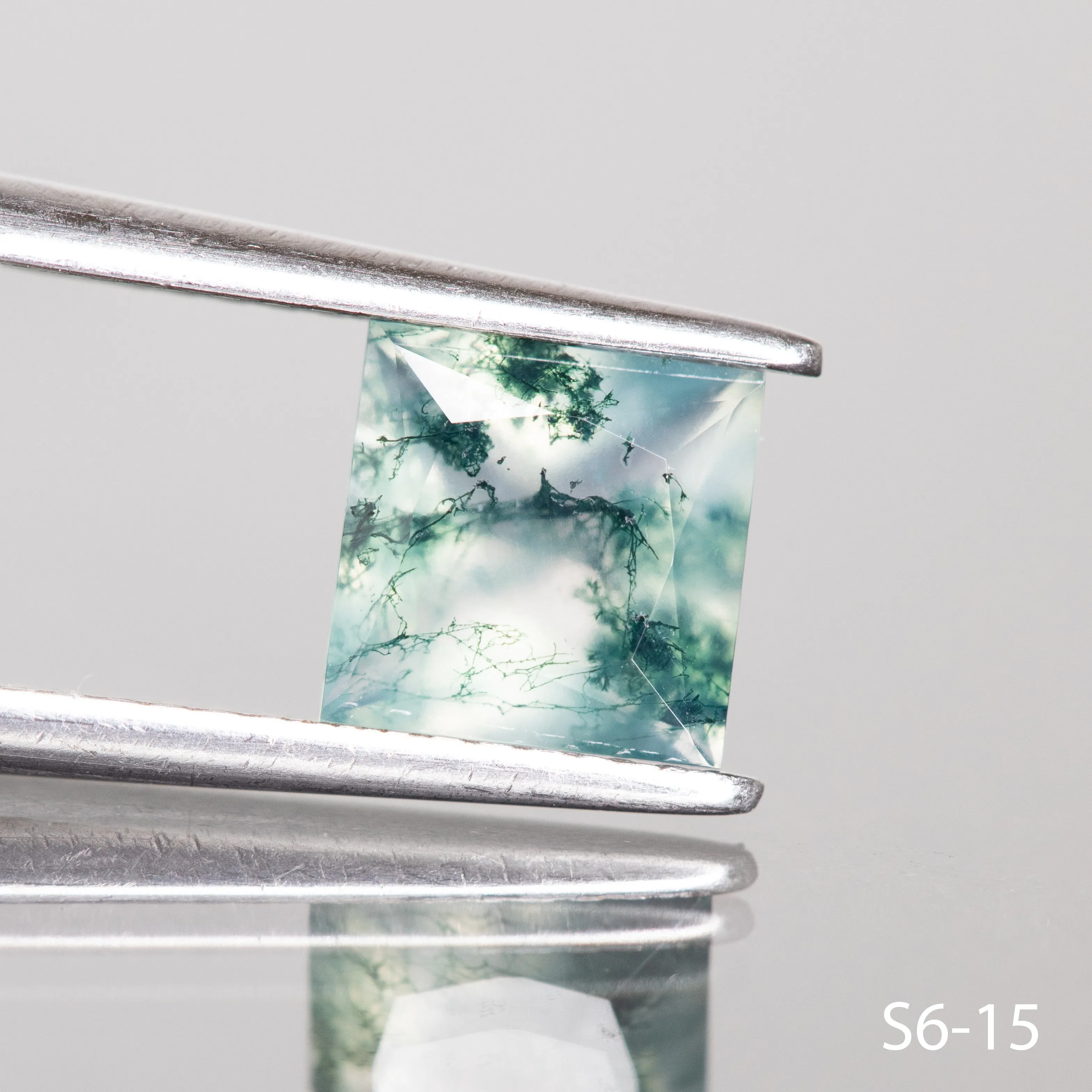 Moss agate |  square shape, 6 mm - choose yours