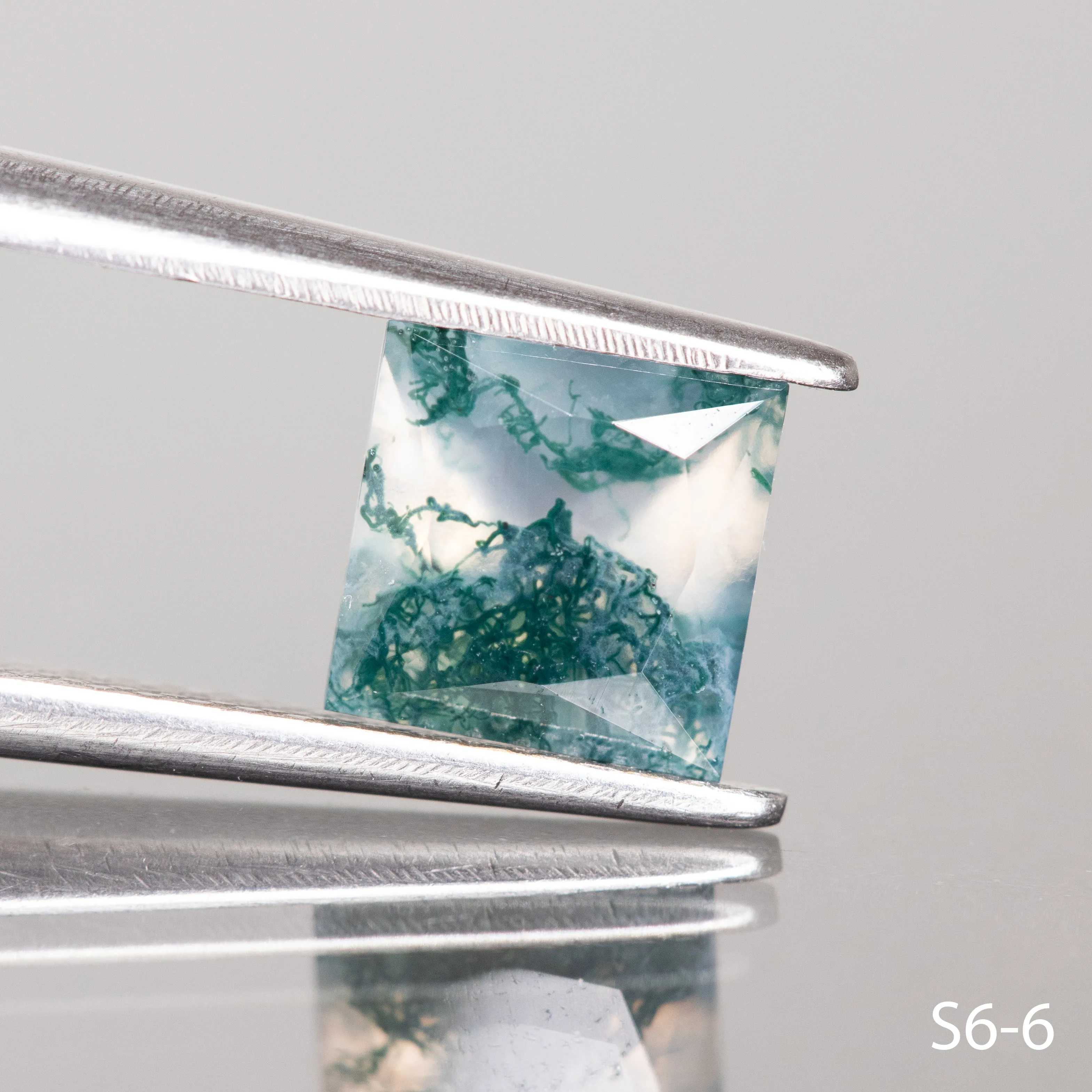 Moss agate |  square shape, 6 mm - choose yours