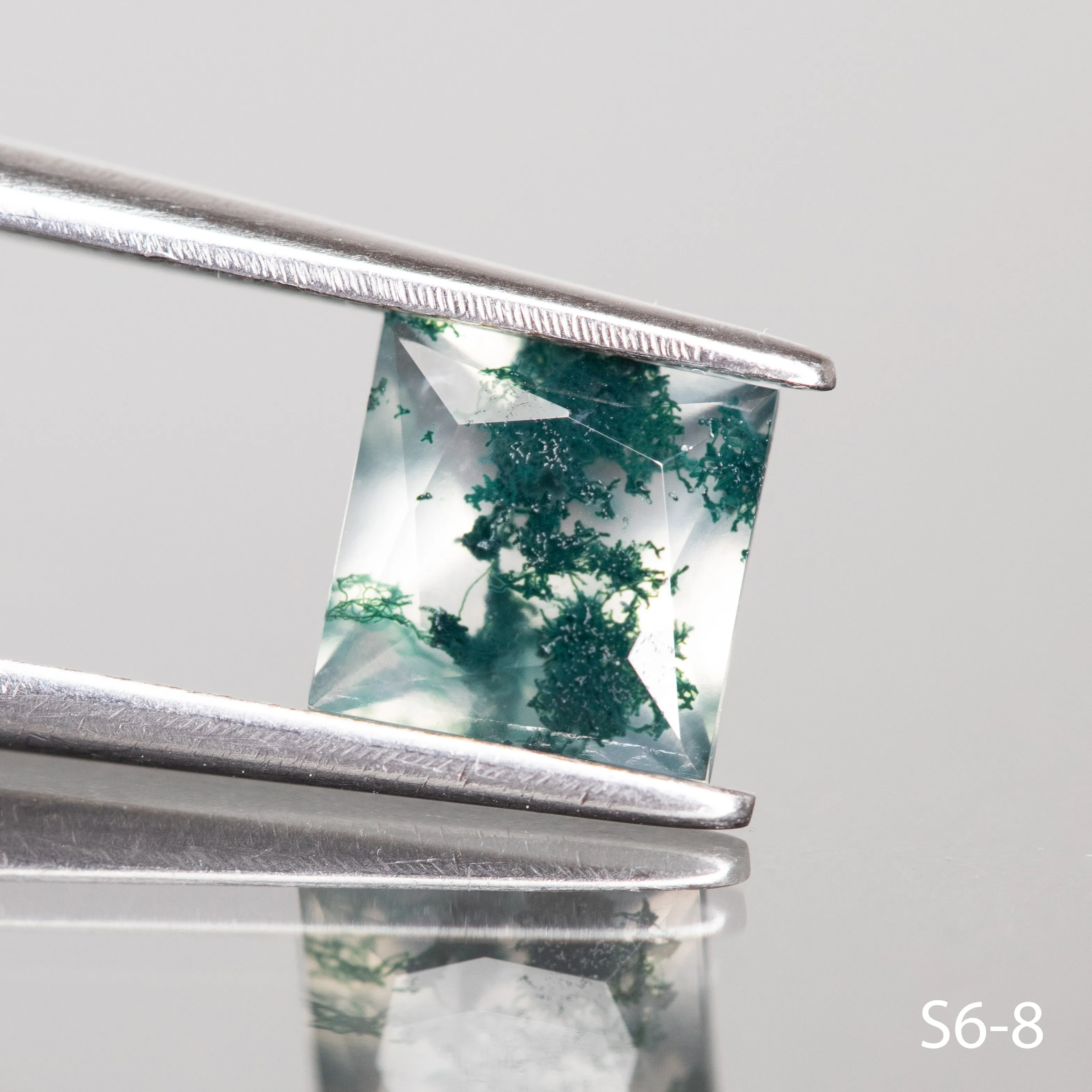 Moss agate |  square shape, 6 mm - choose yours