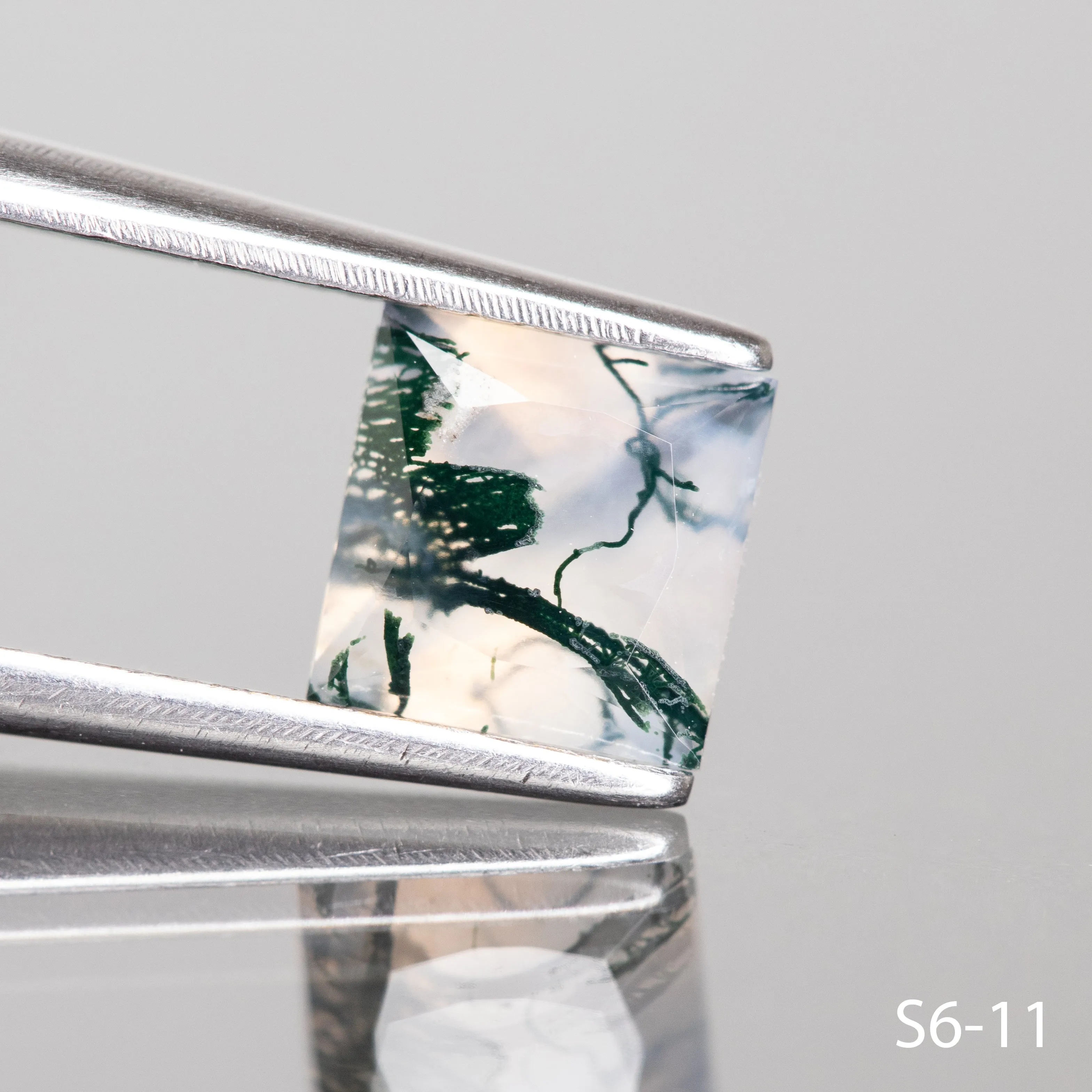 Moss agate |  square shape, 6 mm - choose yours