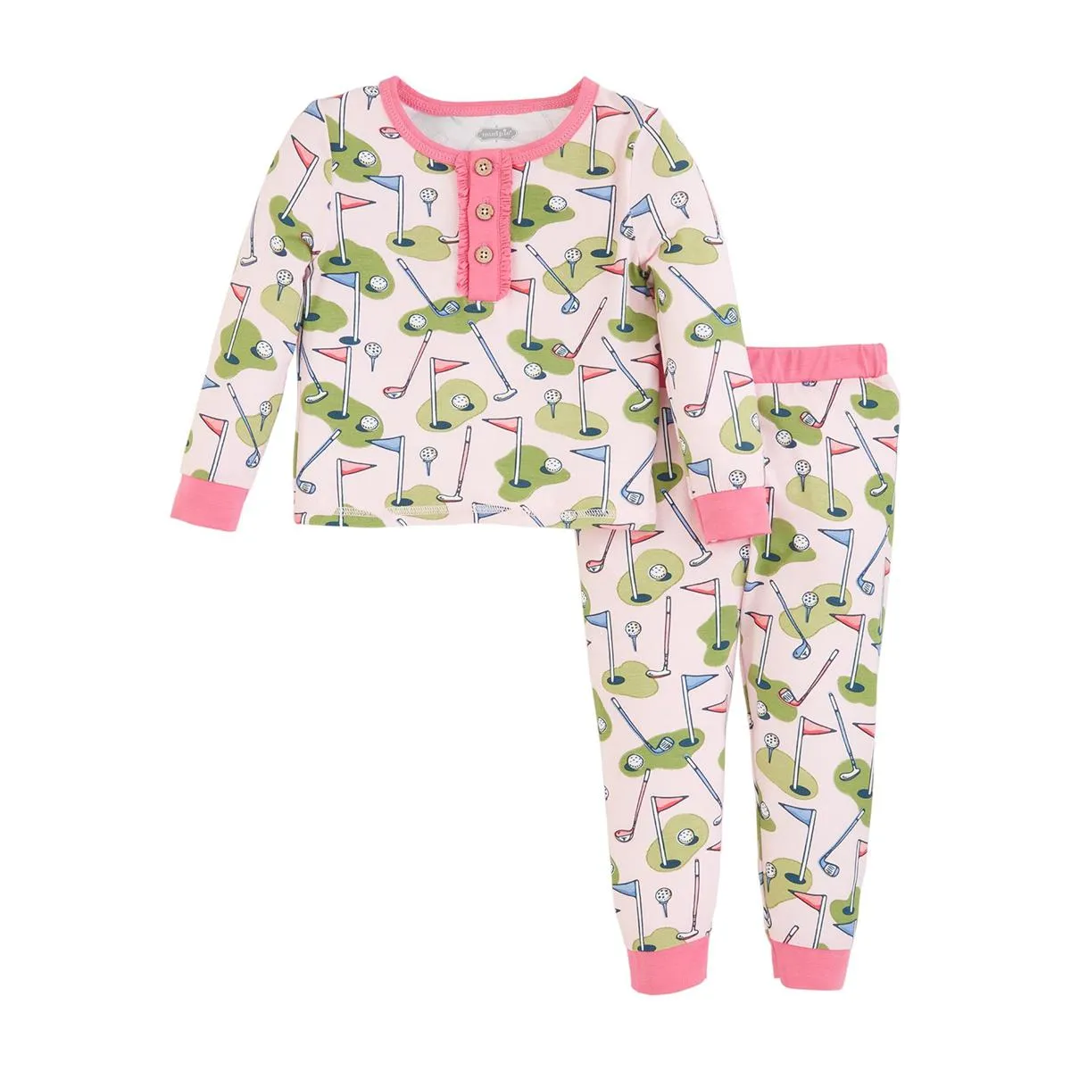 Mud Pie Pink Golf 2pc Bamboo Pajama Set