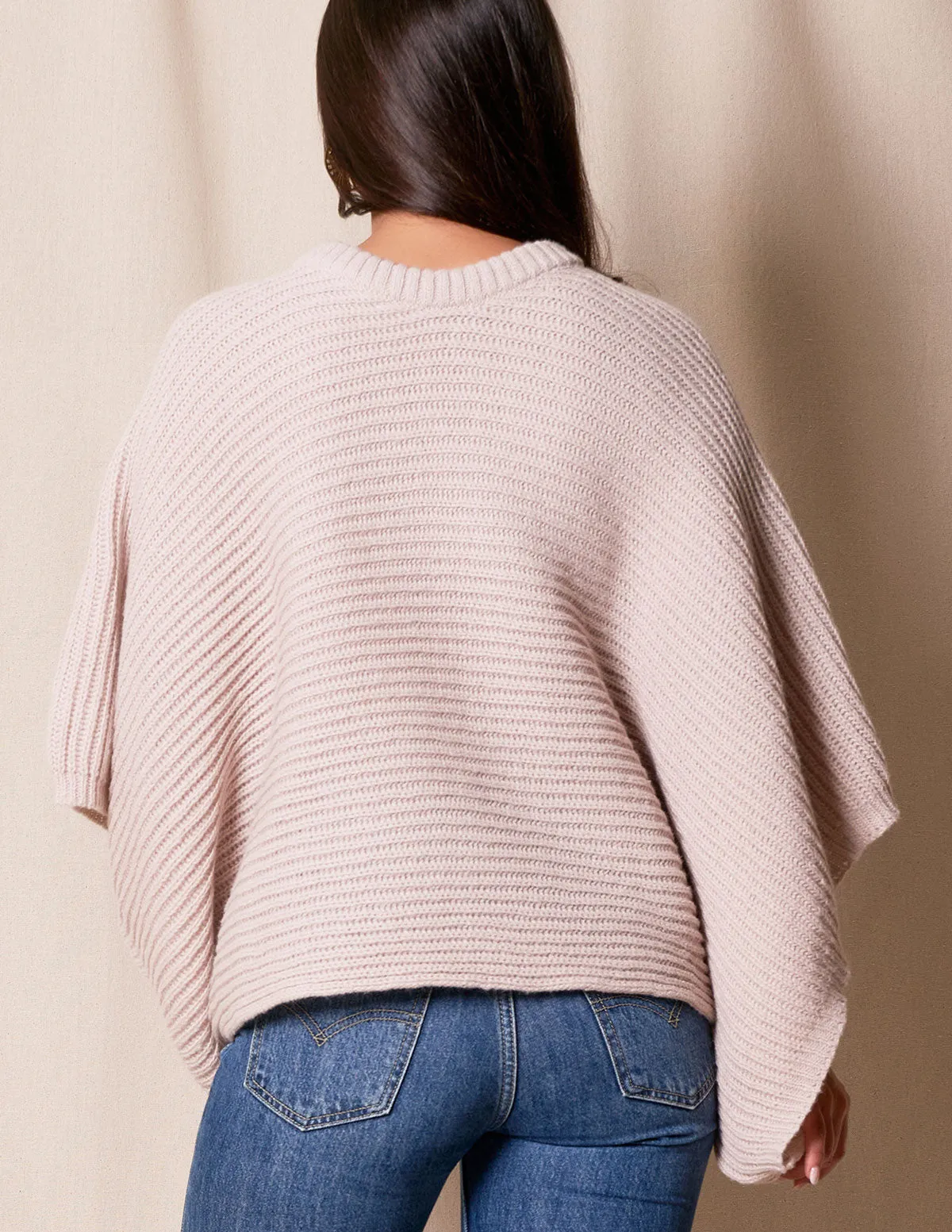 Natalie Cropped Sweater Poncho - Oatmeal