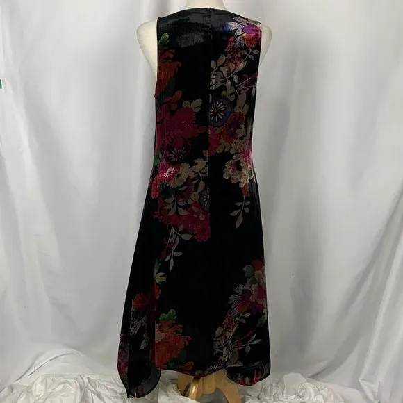 Natori NWTBlack Floral Velvet Dress