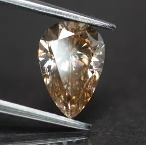 Natural diamond | Certified | fancy champagne, pear cut 10x7mm*, light brown color, SI1, 1.78 ct