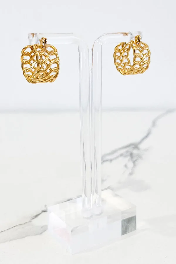 Natural Elements Gold Basketweave Hoop Earrings