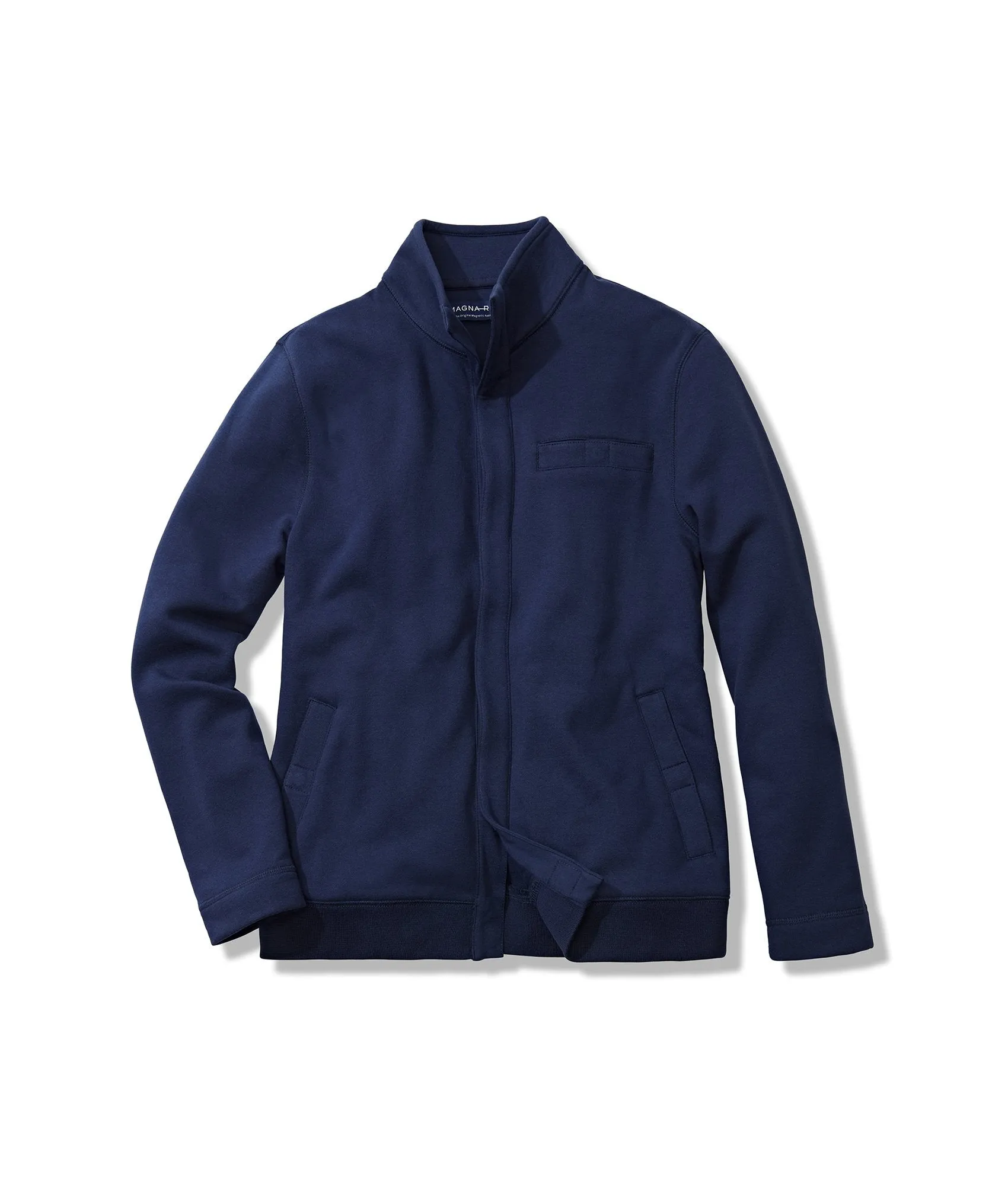 Navy Knit Fleece Long Sleeve ‘Dillon’ Jacket with Magnetic Closures