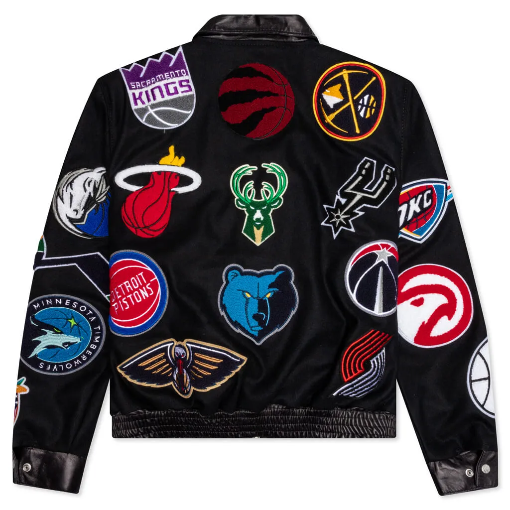 NBA Collage Wool & Leather Jacket - Black