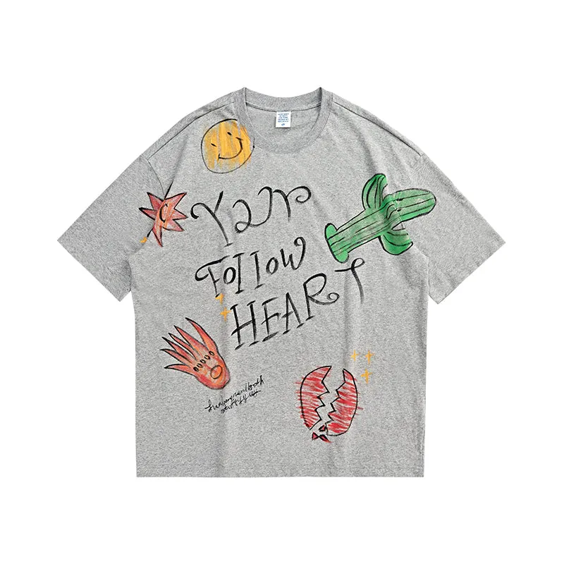 New Hand-painted Tee In Stock Short-sleeved