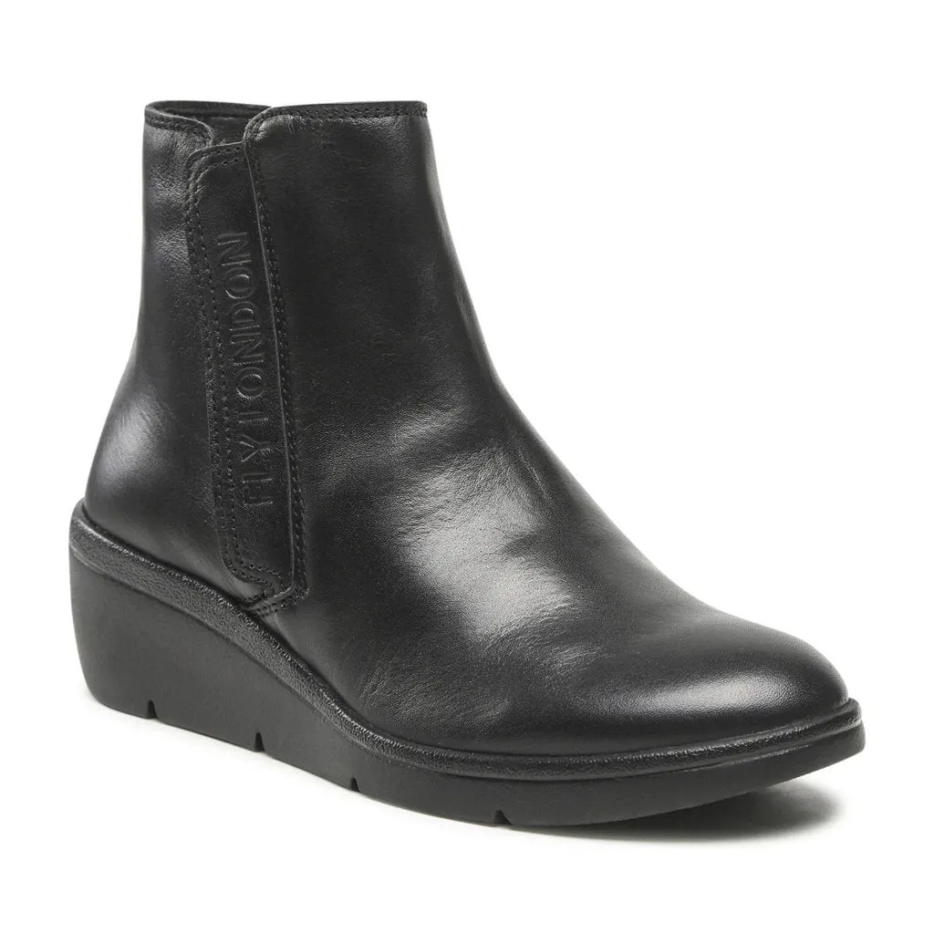 Nula550Fly Leather Women's Wedge Heel Zip Up Ankle Boots