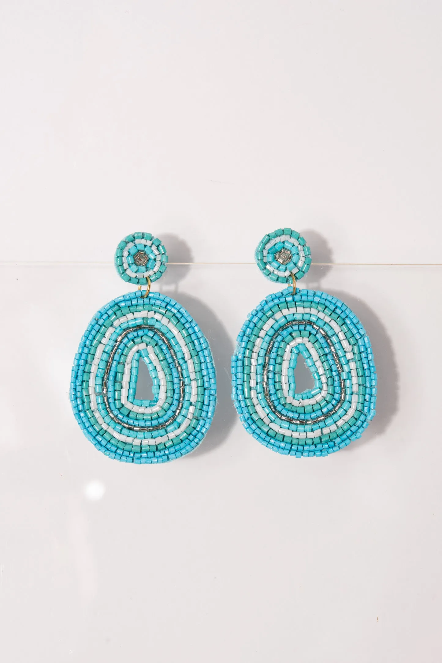 Oliva Abstract Seed Bead Earrings - Turquoise