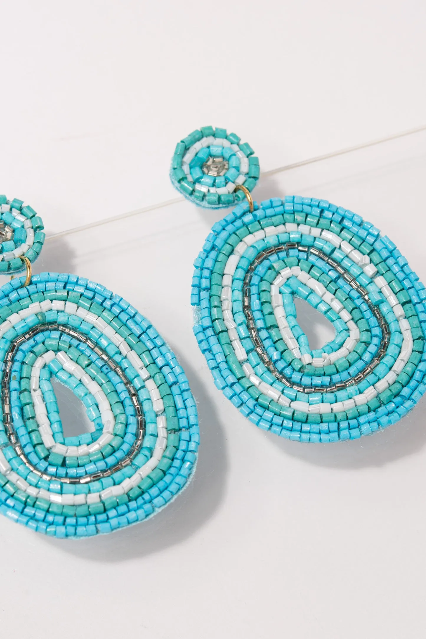 Oliva Abstract Seed Bead Earrings - Turquoise