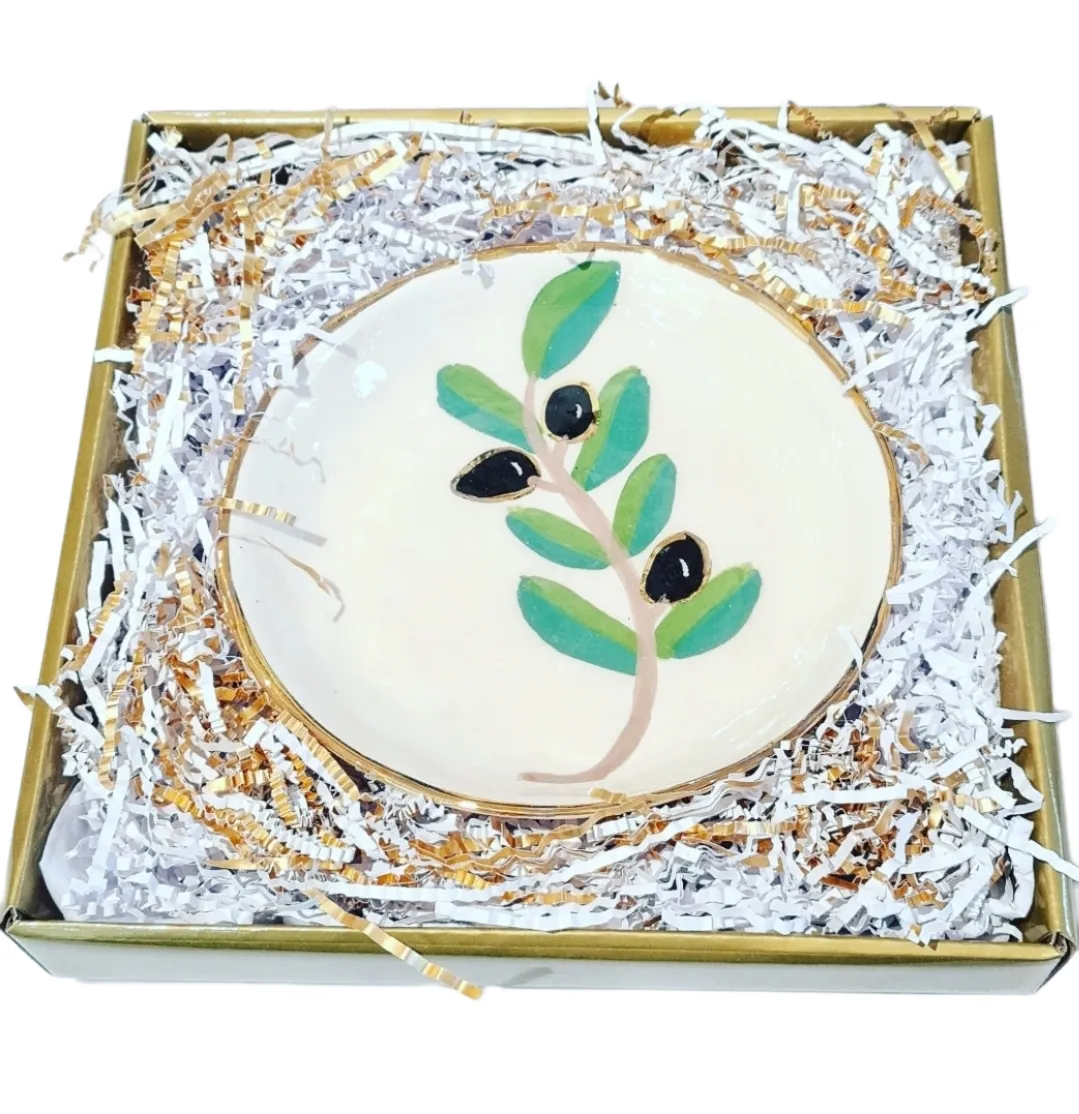 Olive Leaf Ceramic Plate