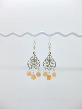 Olive: Peach Moonstone Chandelier - e686