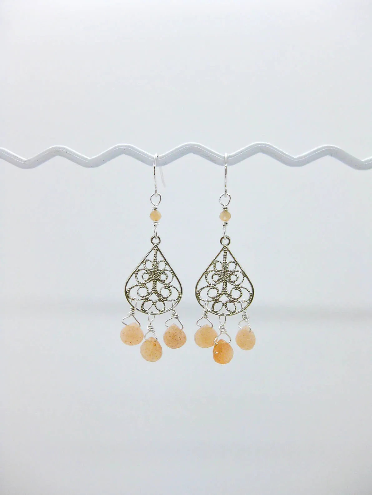 Olive: Peach Moonstone Chandelier - e686