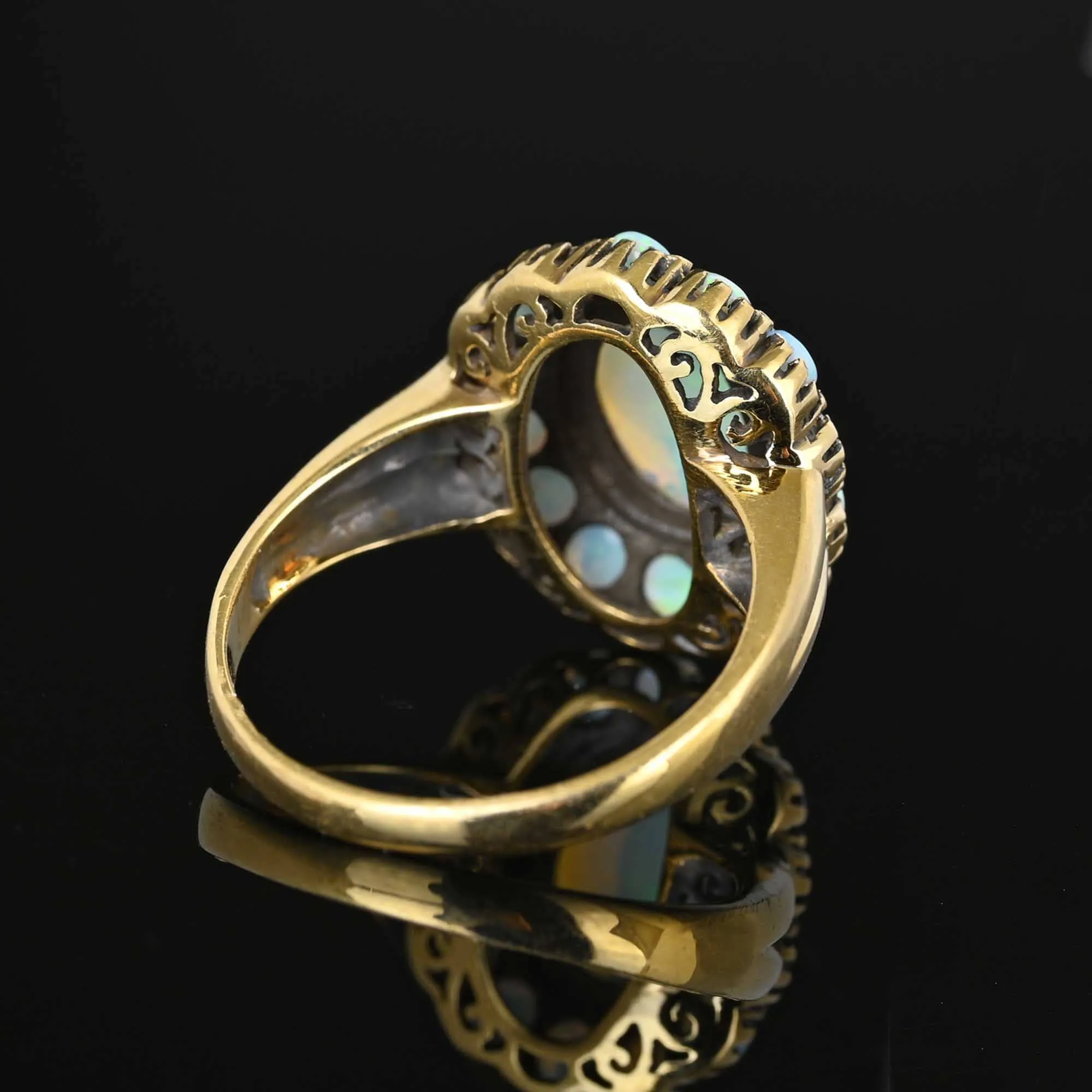 ON HOLD Vintage 14K Gold Opal Halo Cluster Ring