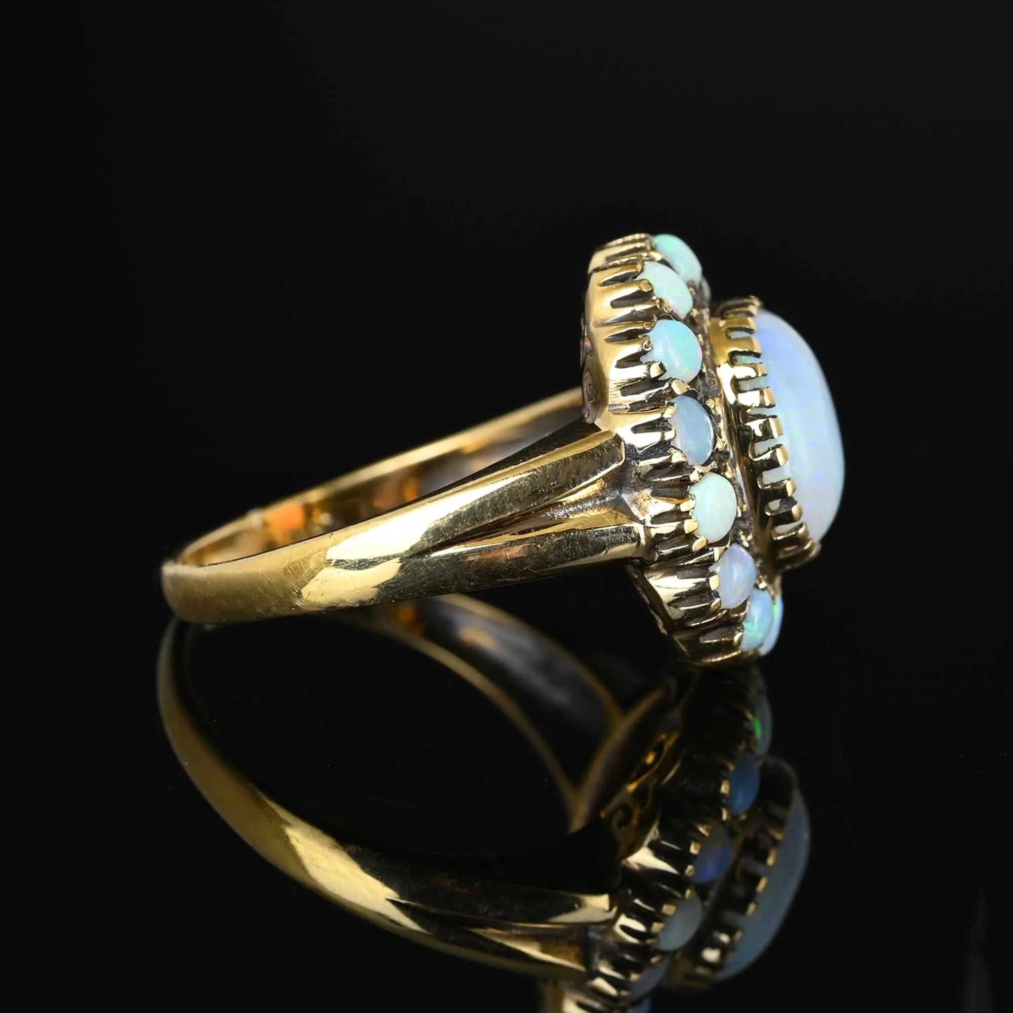 ON HOLD Vintage 14K Gold Opal Halo Cluster Ring