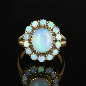 ON HOLD Vintage 14K Gold Opal Halo Cluster Ring