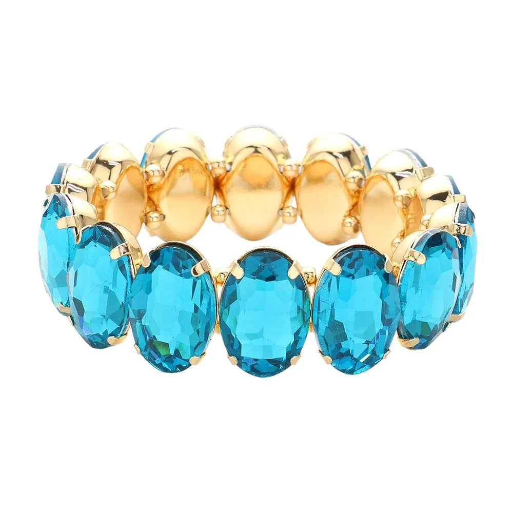 Oval Stone Stretch Evening Bracelet