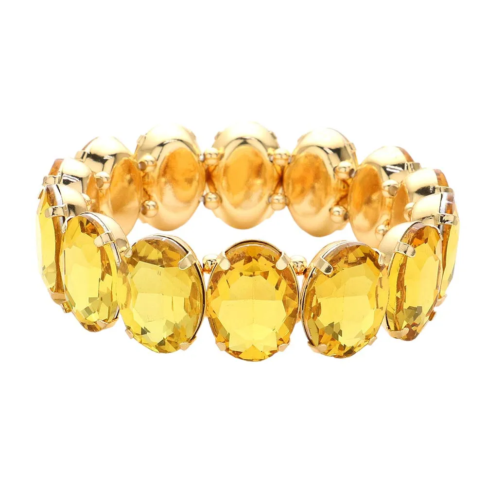 Oval Stone Stretch Evening Bracelet