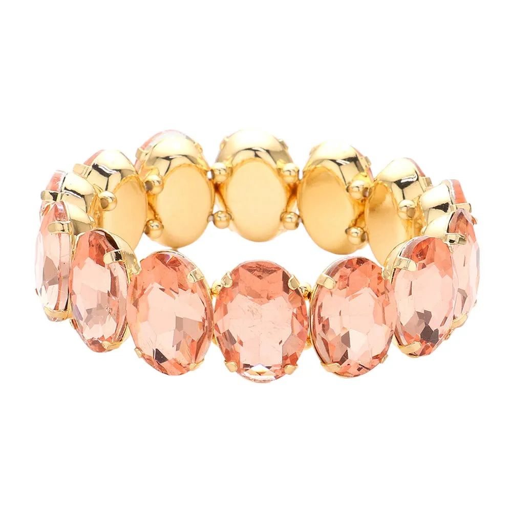 Oval Stone Stretch Evening Bracelet