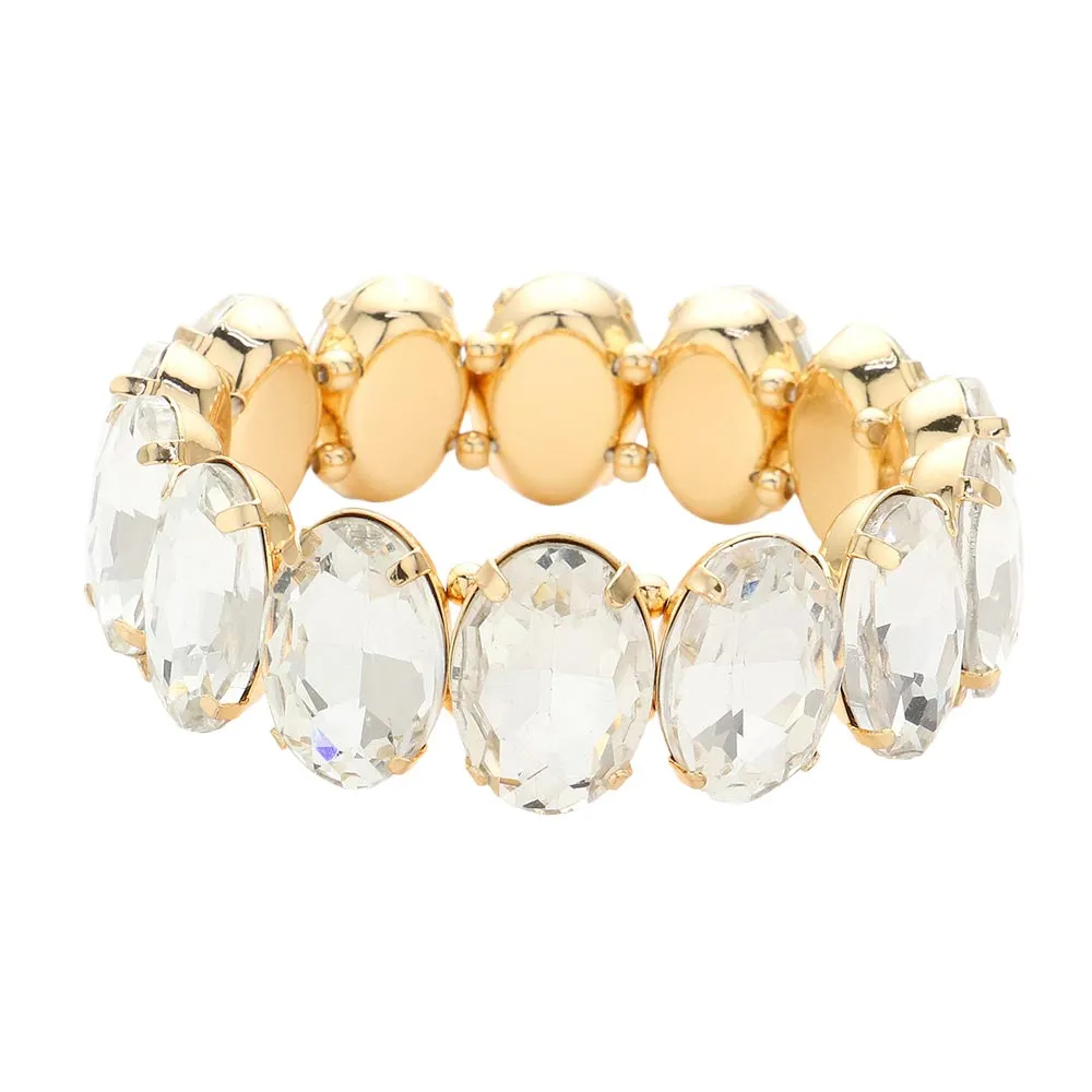 Oval Stone Stretch Evening Bracelet