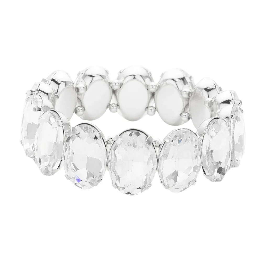 Oval Stone Stretch Evening Bracelet