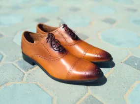 Oxford Shoes Genuine Leather Captoe brogue Brown