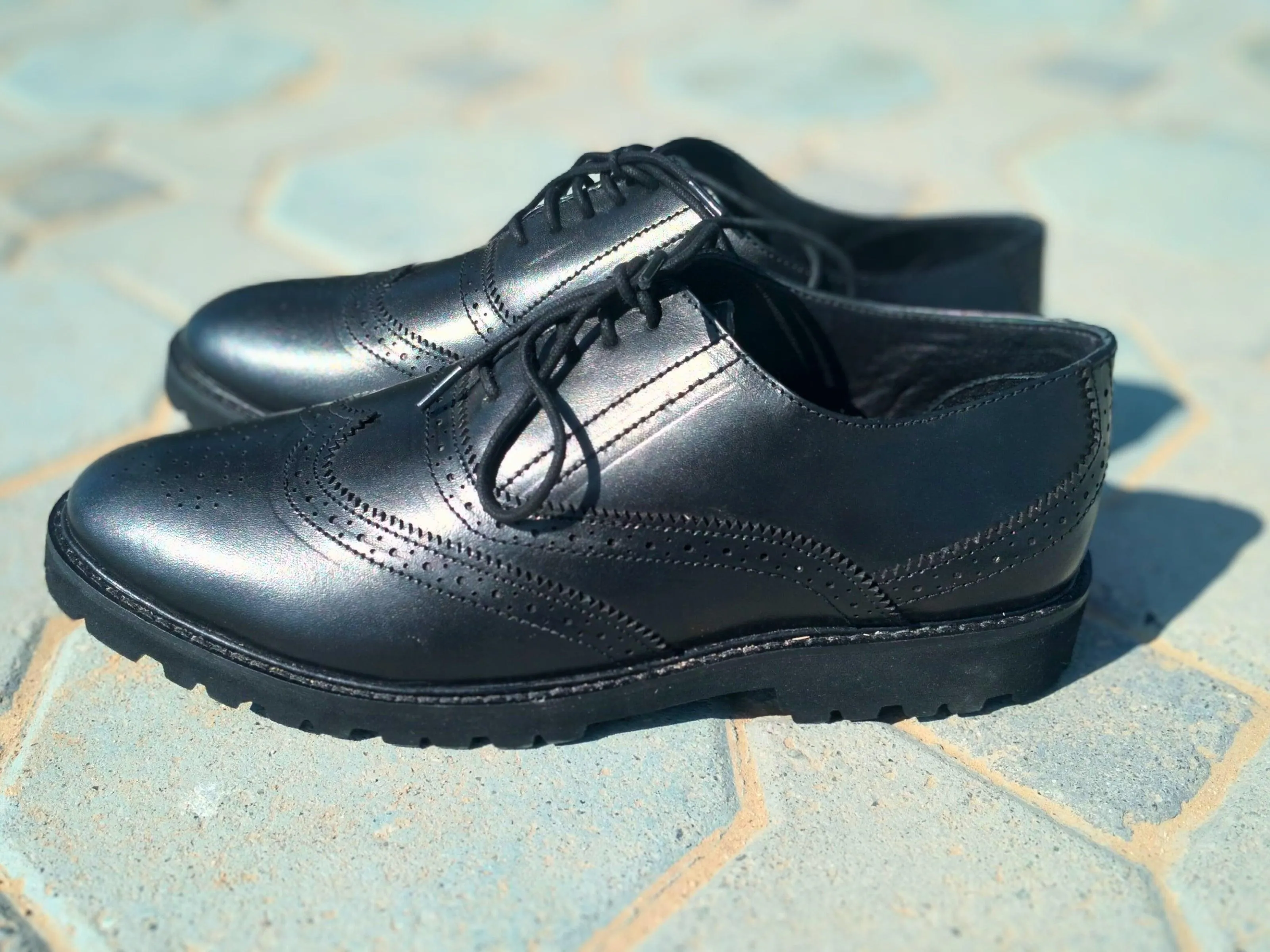 Oxford Shoes Genuine Leather Wingtoe Full brogue Black EVA Sole