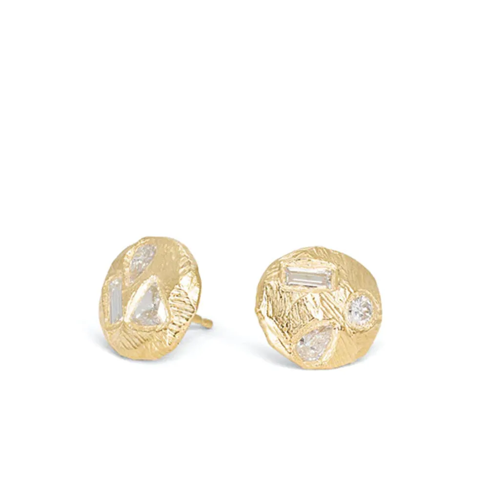 Page Sargisson 18k Gold Geometric Melee Diamond stud Earrings