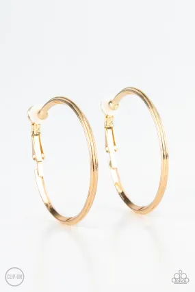 Paparazzi Accessories - City Classic - Gold Clip-on Hoop Earrings