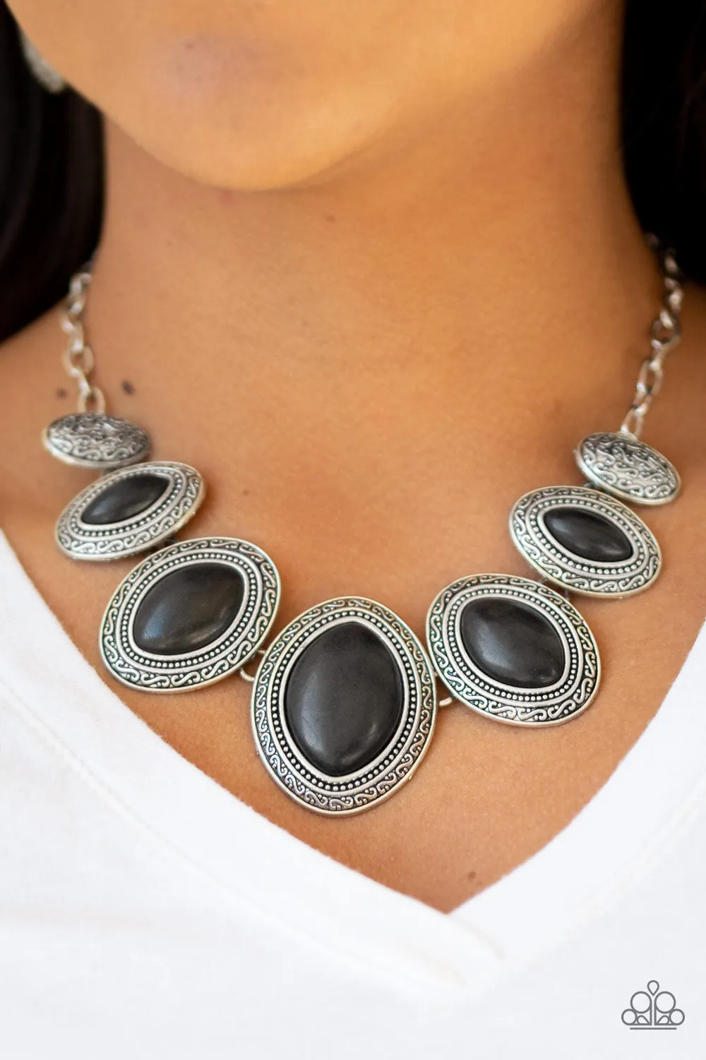 Paparazzi Necklace ~ Sierra Serenity - Black Stone Necklace