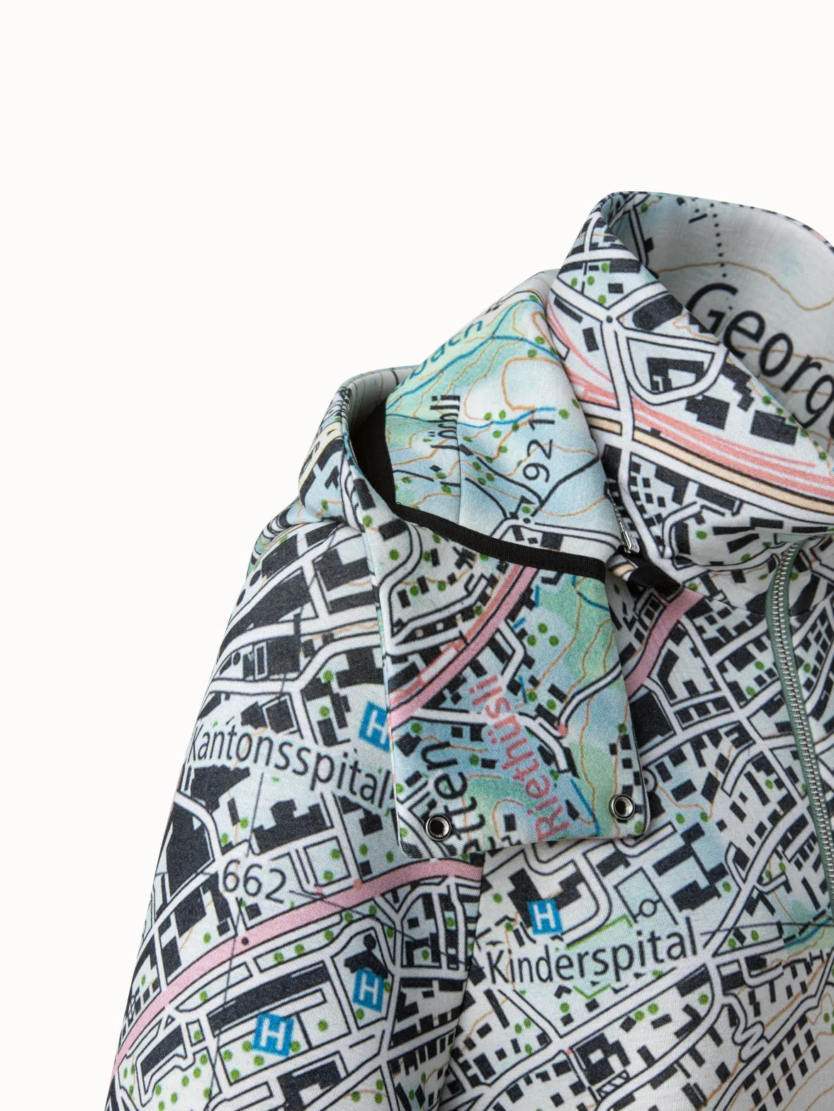 Parka mit St. Gallen Map Druck aus Neopren