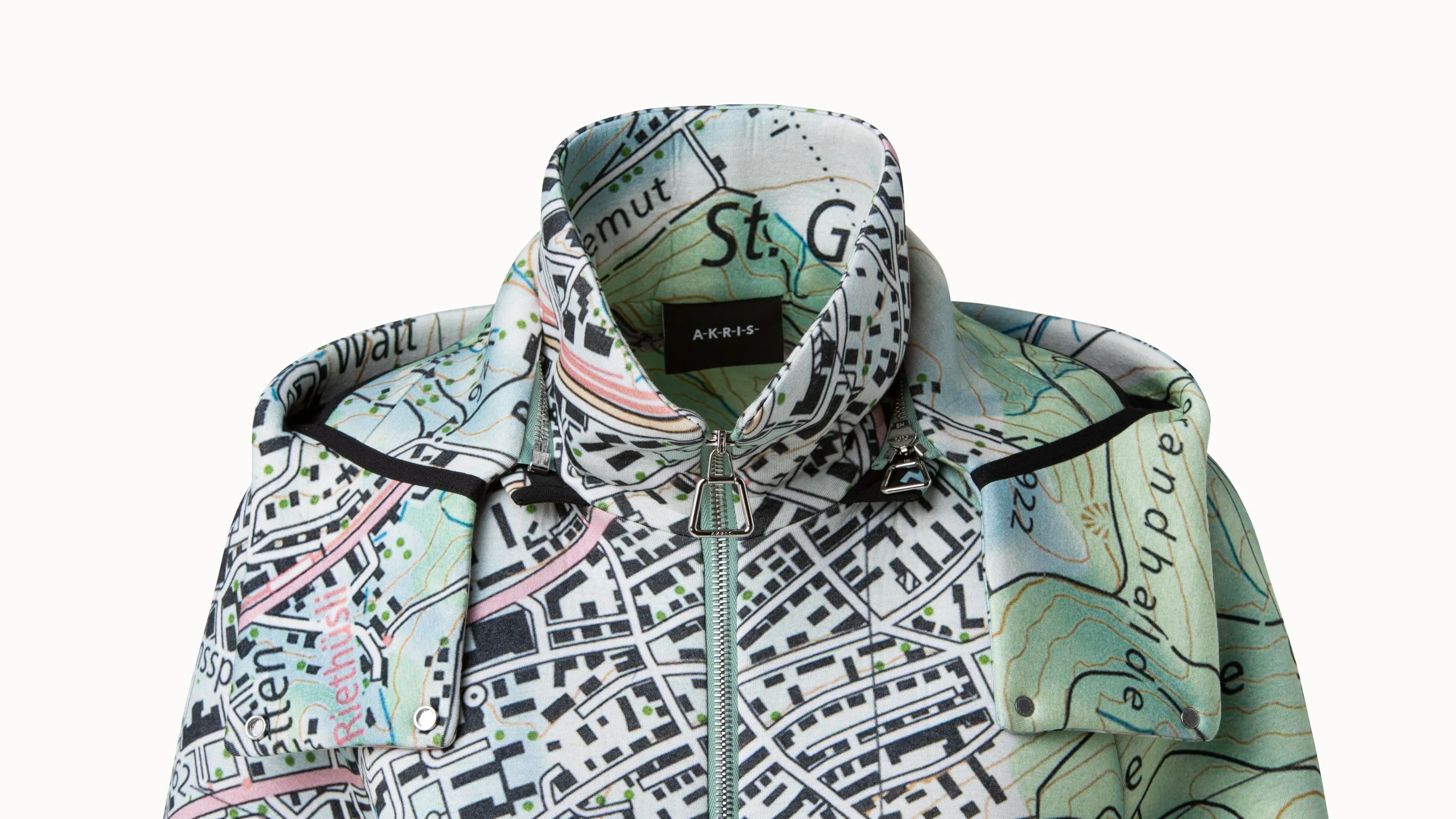 Parka mit St. Gallen Map Druck aus Neopren