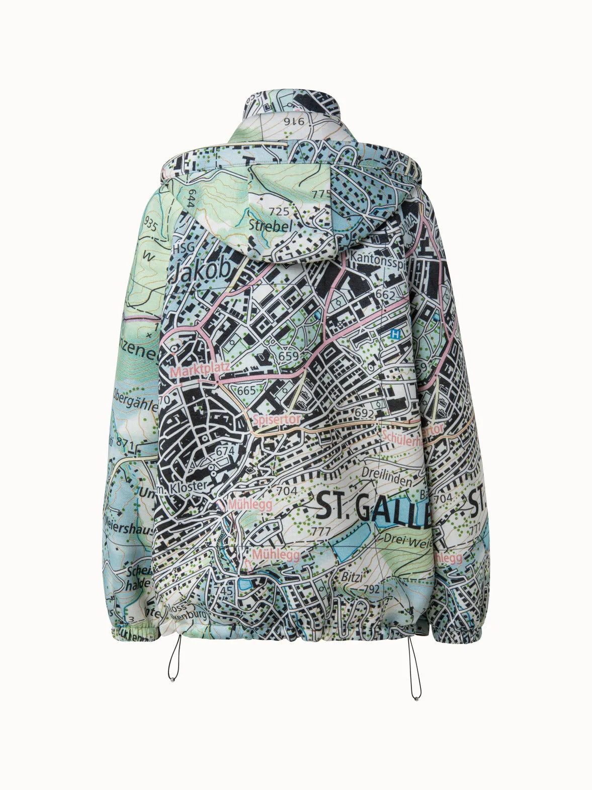 Parka mit St. Gallen Map Druck aus Neopren