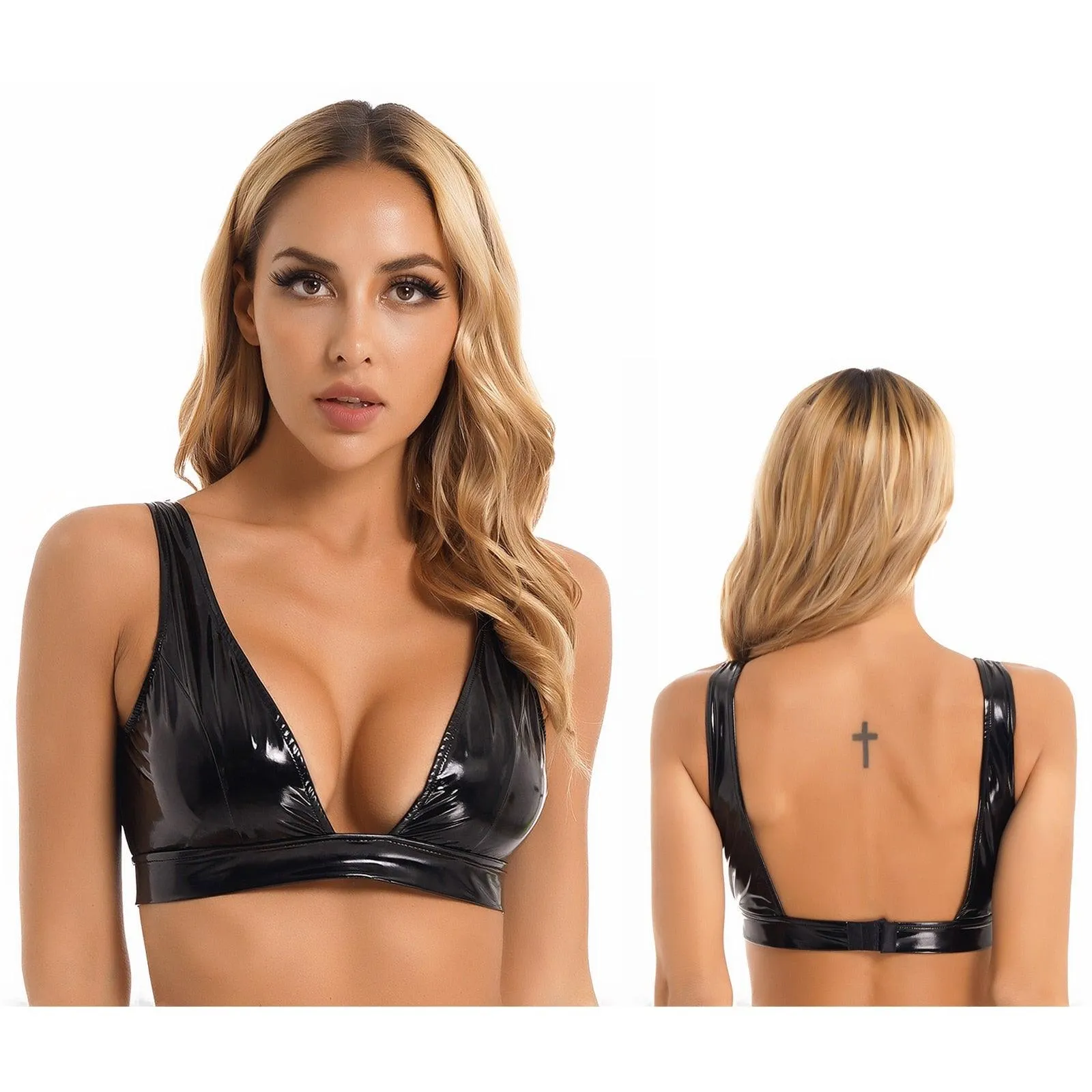 Patent Leather Wireless Bra Top