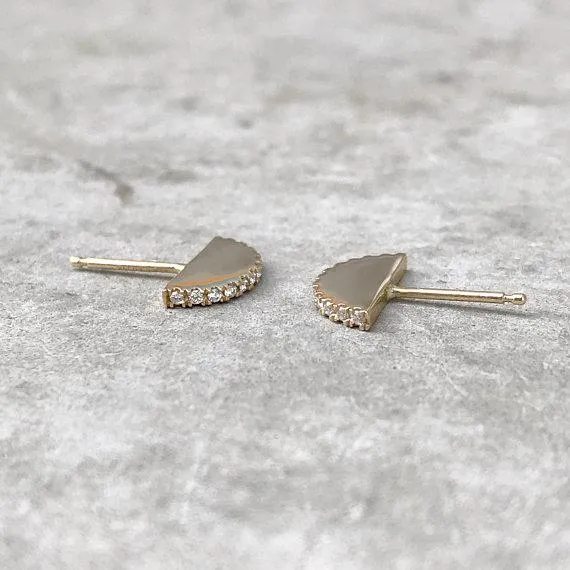 Pave Ear Fan Gold Stud Earrings