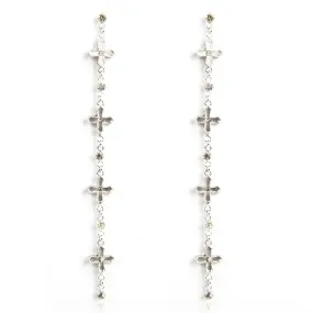 Peace Cross Crystal Drop Post Earrings