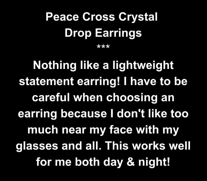 Peace Cross Crystal Drop Post Earrings