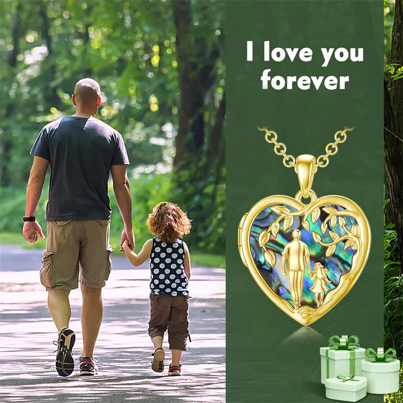 Personalized 10K Solid Gold Father Daughter Locket Necklace that Holds Picture Photo Necklace Daughter Gifts from Dad