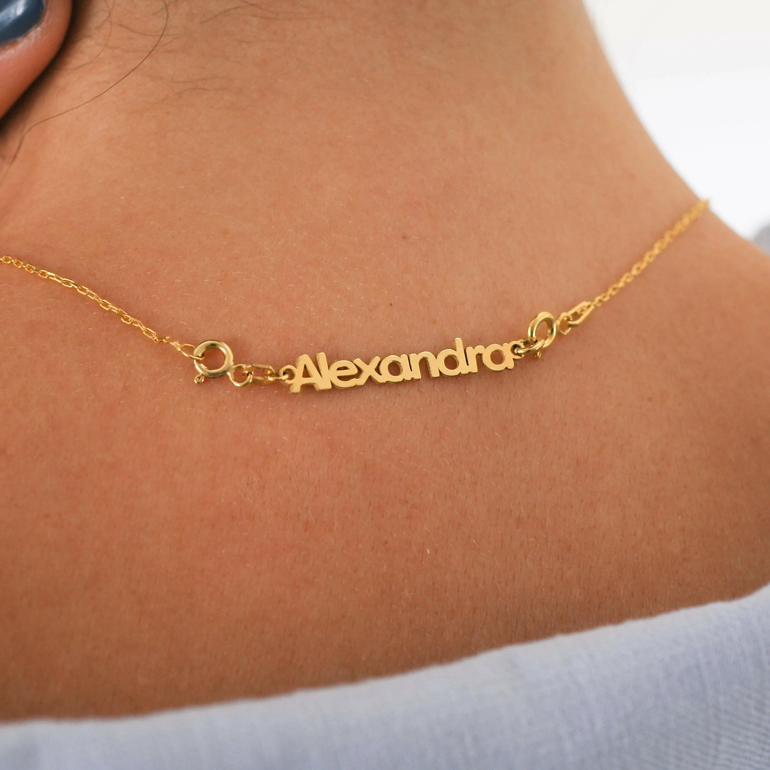 Personalized Name Tag Necklace Extender | 14K Solid Gold