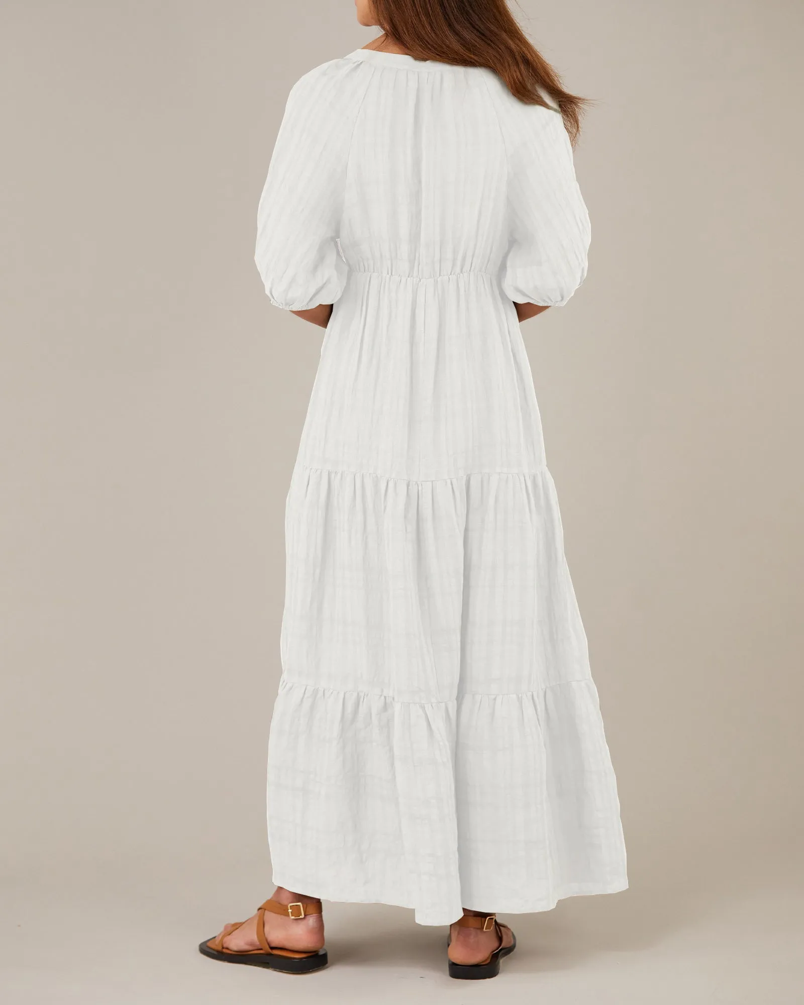 Pila Linen Maxi Dress - White